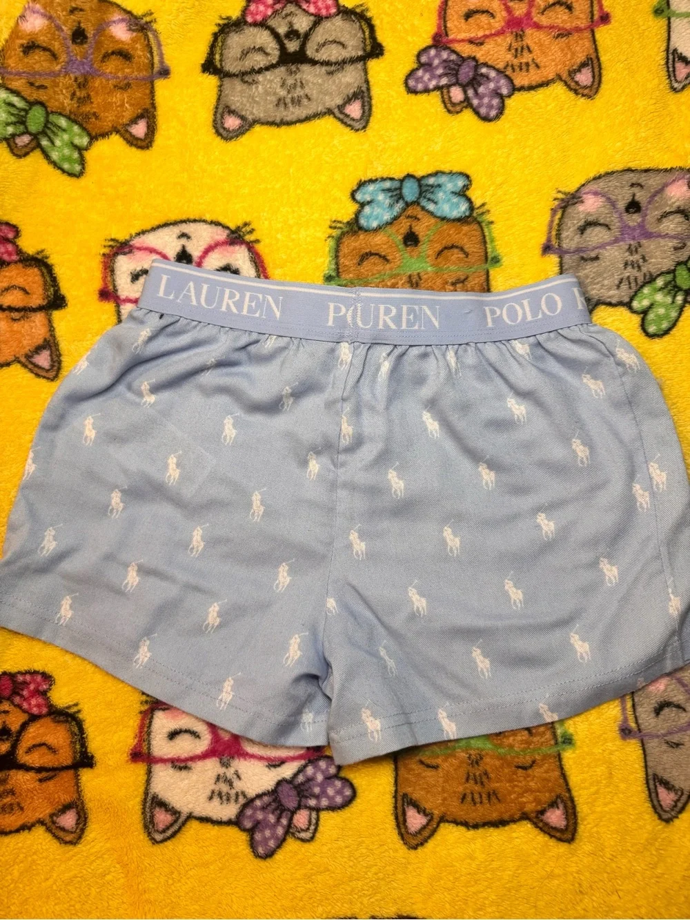Polo by Ralph Lauren Light Blue Logo-Print Sleep Shorts